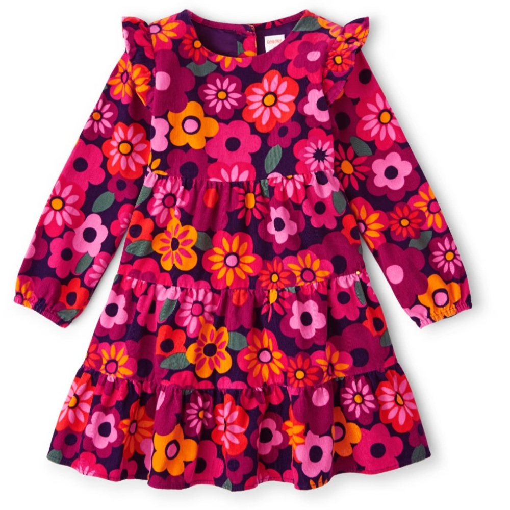 Gymboree -  Girls Floral Corduroy Tiered Dress - size 10 - EUC